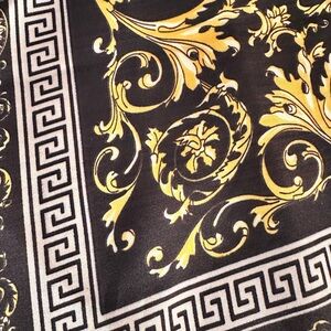 Elegant Black and Gold Baroque Scarf (Faux Versace)
